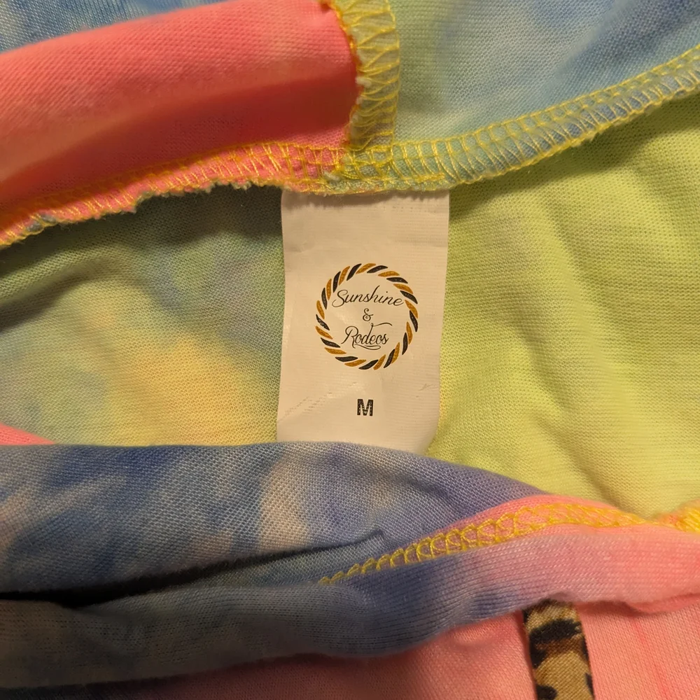128. Blue and Yellow Relaxed Fit Tie-Dye Hoodie - Picture 4 of 4
